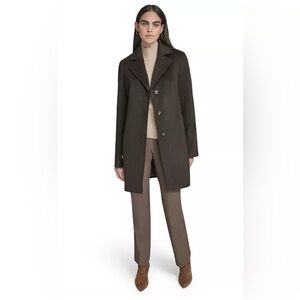Calvin Klein Womens Single-Breasted Wool Blend Coat size 4 chocolate